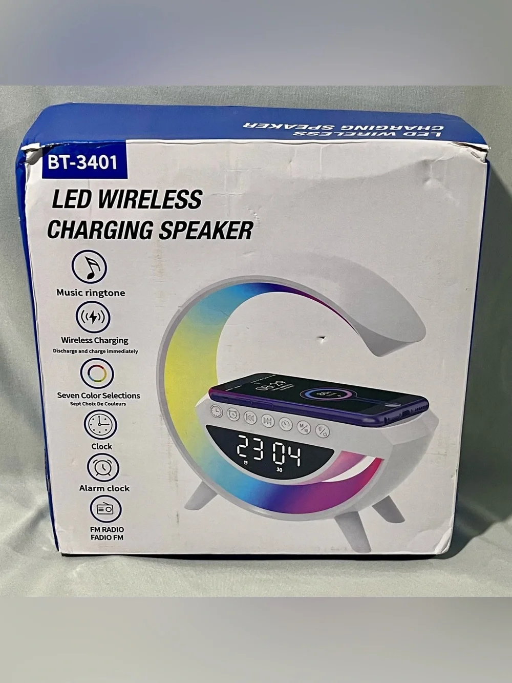 LED Wireless Charging Speaker - White (BT-3401)